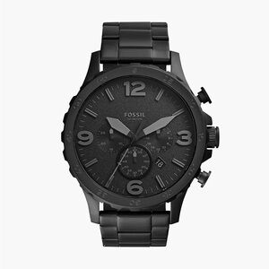 FOSSIL Men's Chronograph Nate Black-Tone Stainless Steel Bracelet Watch 50mm